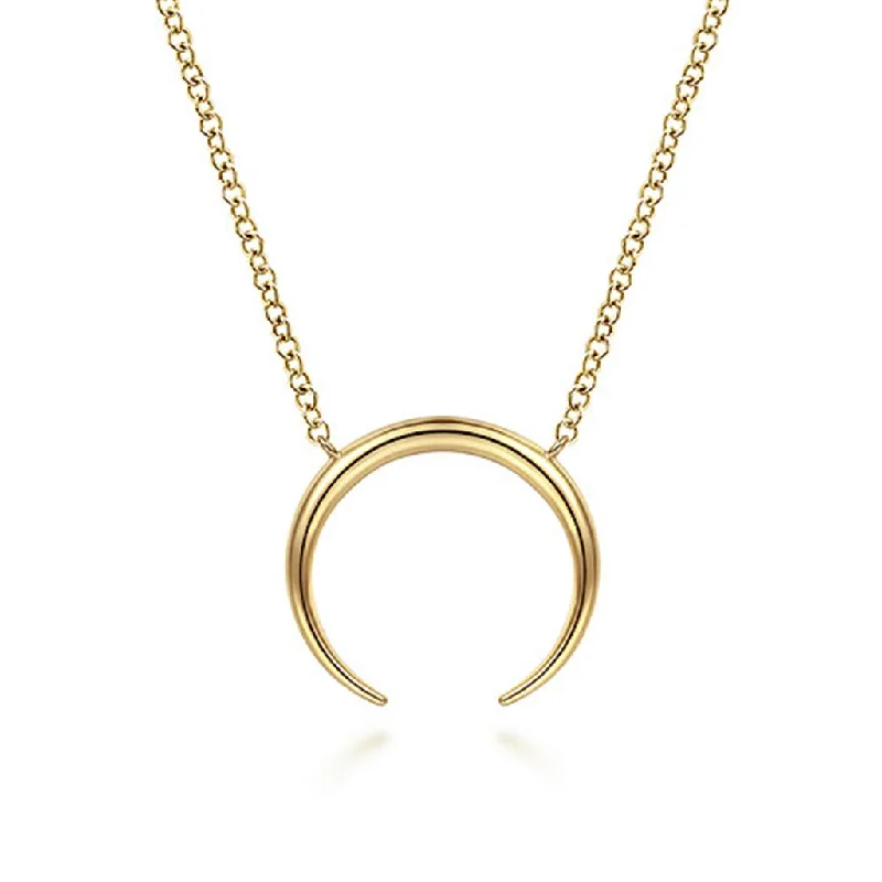 Customizable Promise Ring-Two-toned Gold Necklace-Gabriel & Co 14K Yellow Gold Crescent Moon Pendant Necklace