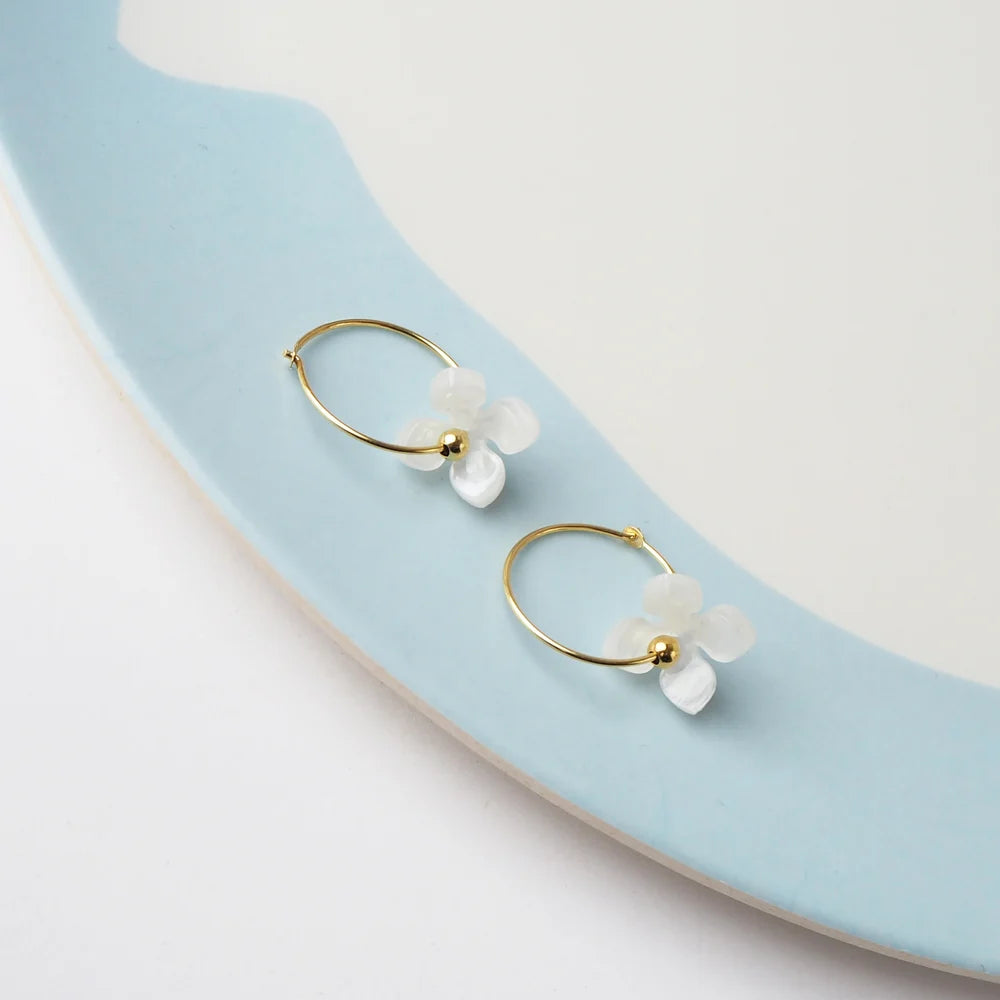 Blue Gem Earrings-Bloom Hoop earrings two custom made