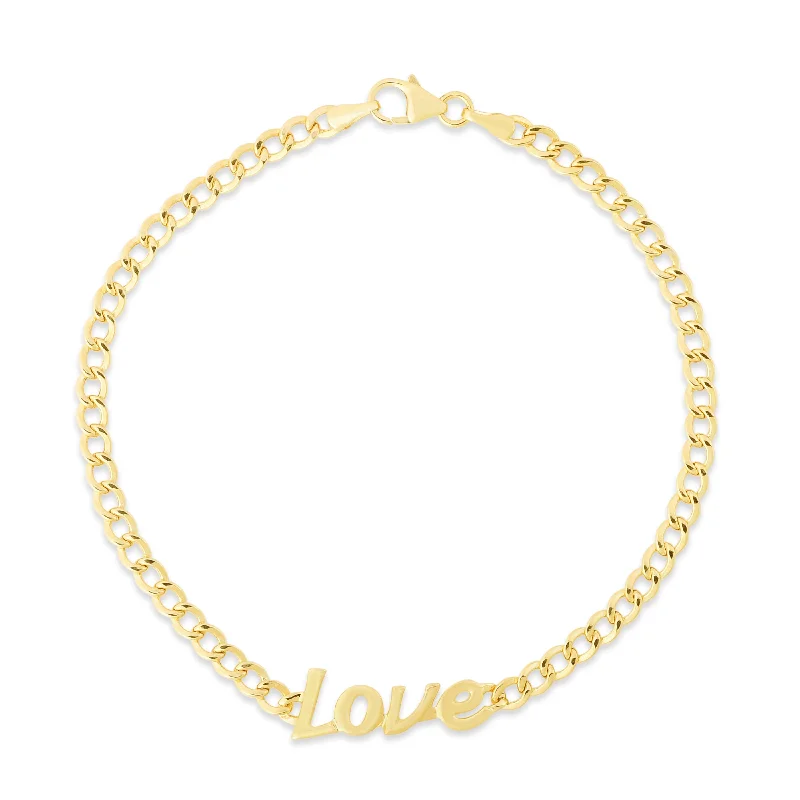 Bangles And Bracelets For Women-14K Love Curb Bracelet