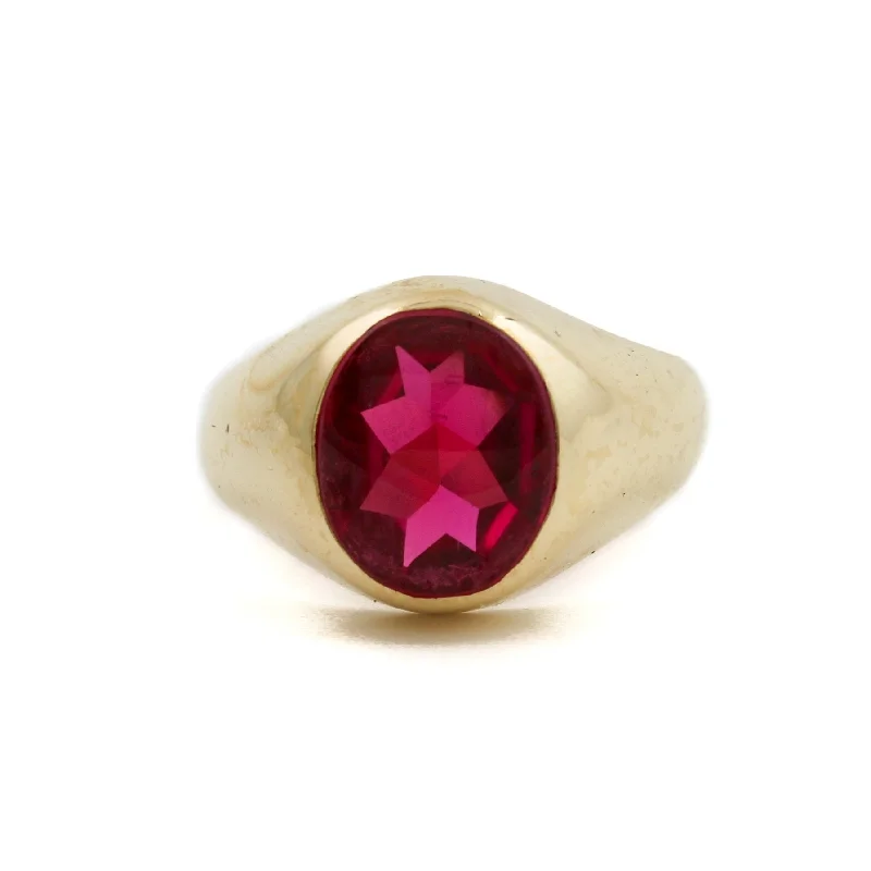 Personalized Promise Ring for HimVintage 10k Gold Synthetic Ruby Ring Size 8