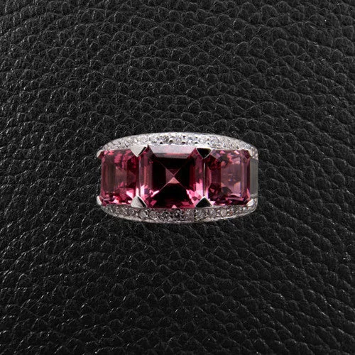 Designer Wedding Band for MenPink Tourmaline & Diamond Ring