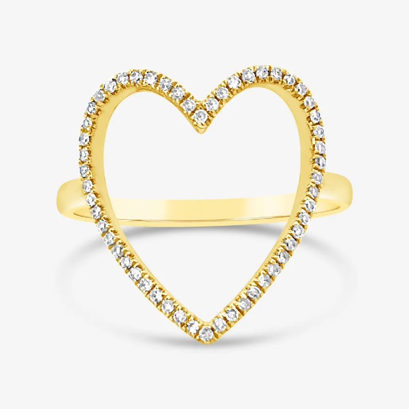 Customizable Wedding Ring Set for HerOpen Heart Diamond Ring