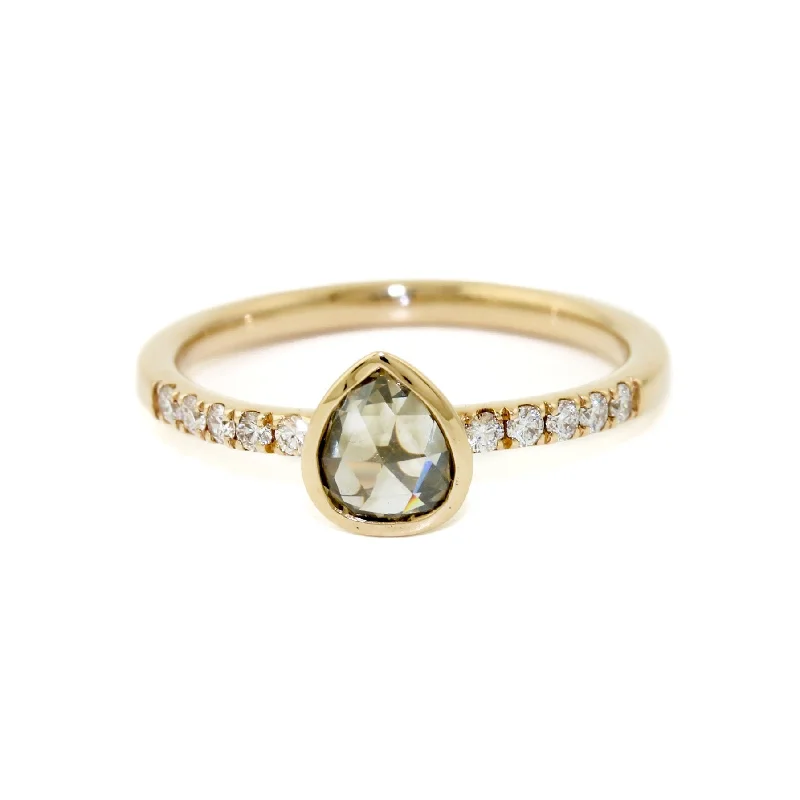 Simple Gold Wedding RingRose Cut Diamond Ring with Pave