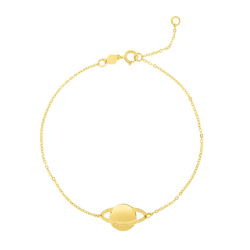 Gemstone Charm Bracelets-14K Gold Saturn Bracelet