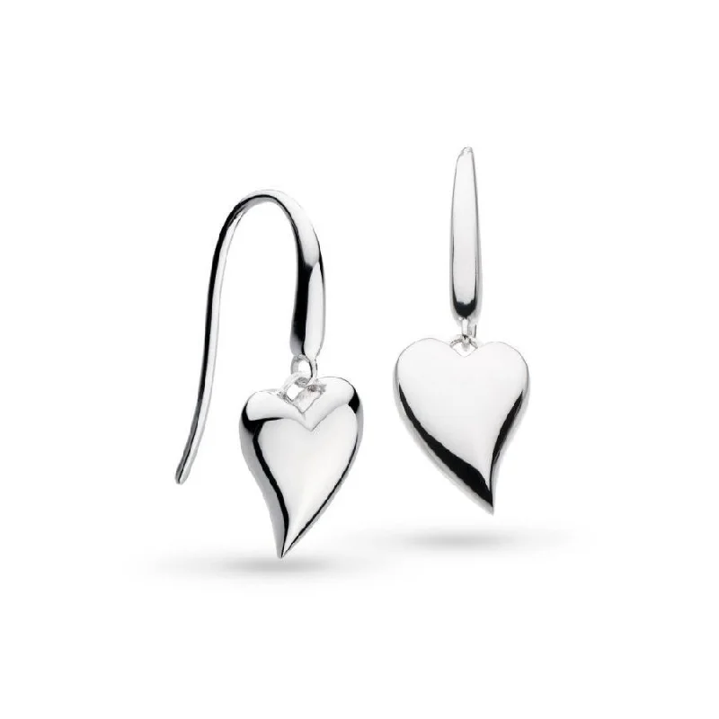 Large Statement Earrings-Silver Desire Cherish Heart Drop Earrings