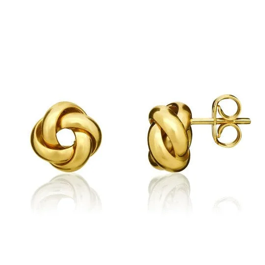 Sterling Silver Earrings with Gemstones-9ct Yellow Gold Polished 4 Strand Knot Stud Earrings 8mm