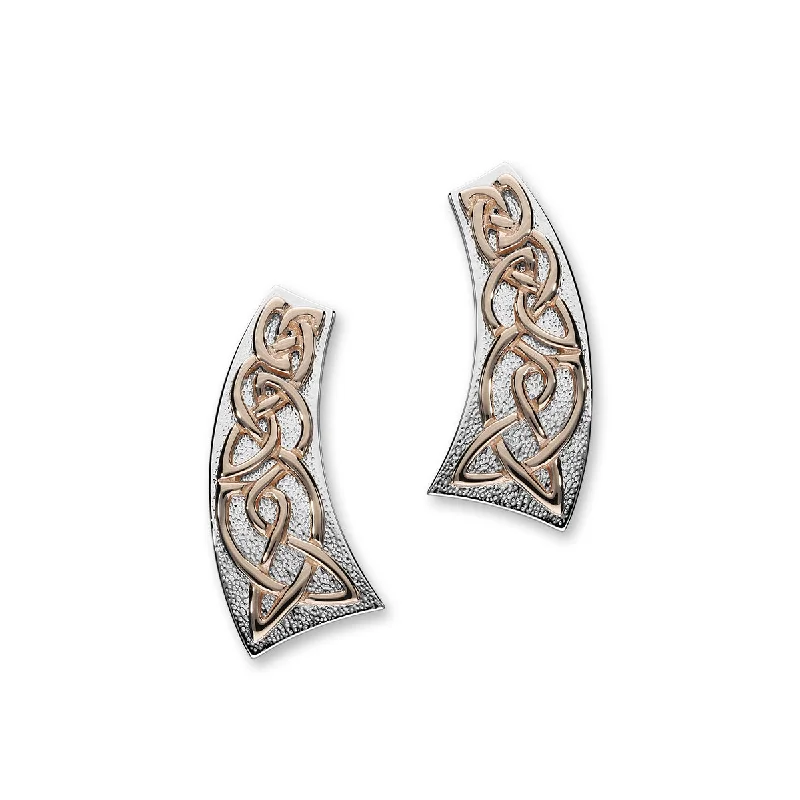 Organic Earrings-Cuillin Sterling Silver & 9ct Rose Gold Celtic Knot Stud Earrings, E1061