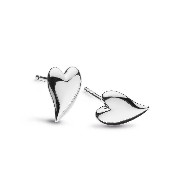 Square Earrings-Silver Desire Kiss Mini Heart Stud Earrings