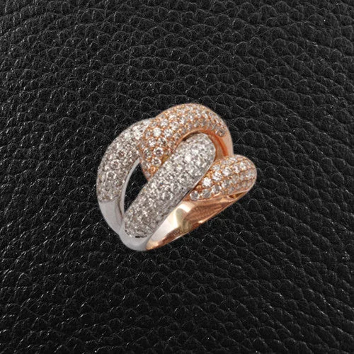 Custom Rose Gold Ring SetPink & White Diamond Ring