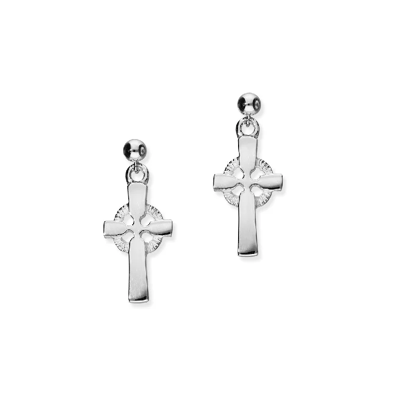 Crystal Gold Earrings-Crosses Silver Earrings E71