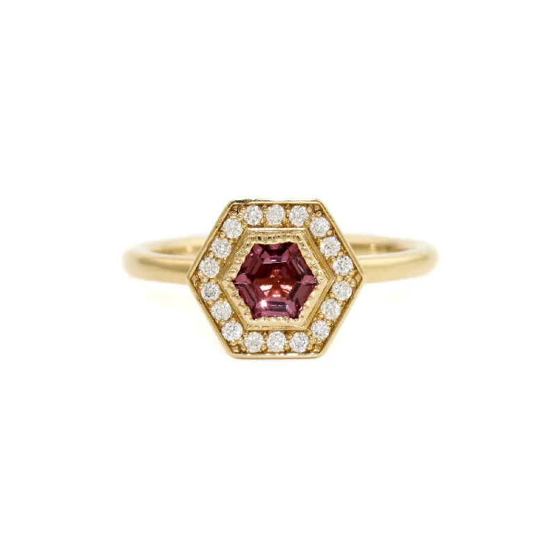 Custom Stackable Engagement RingsHexagonal Pink Sapphire Ring