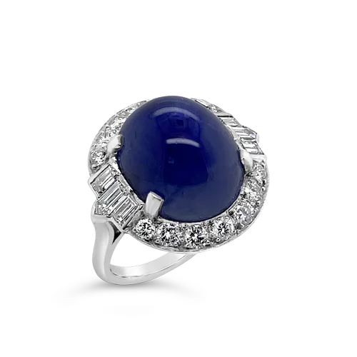 Personalized Promise Ring with BirthstoneStar Sapphire & Diamond Ring