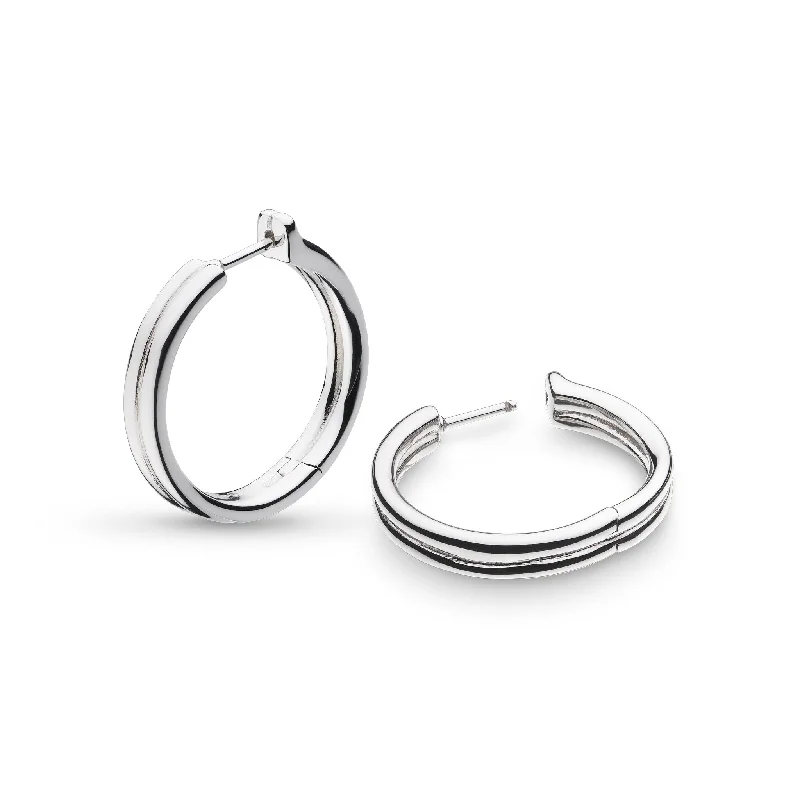 Pink Stud Earrings-Silver Bevel Unity 22mm Hinged Hoop Earrings