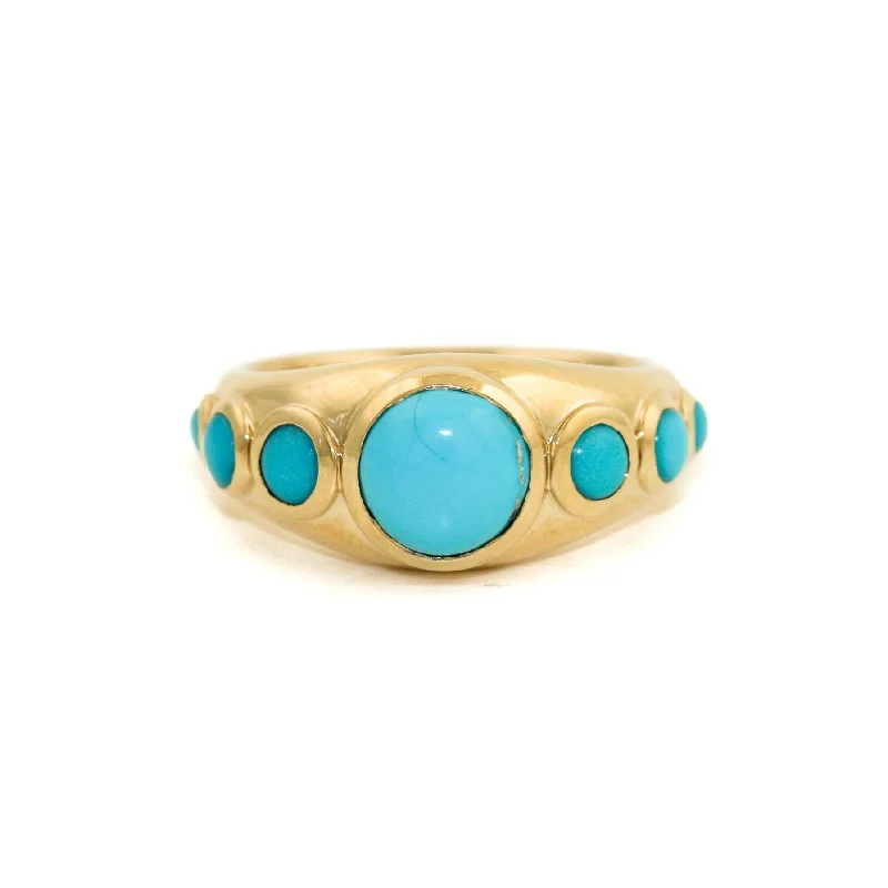 Custom Heart-Shaped Promise RingJamila Turquoise 14k Gold Gypsy Ring