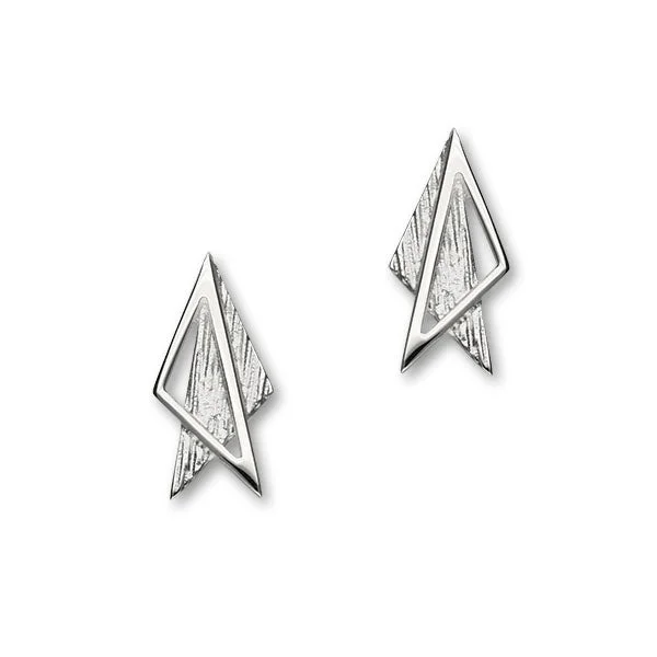 Turquoise Earrings-Simply Stylish Sterling Silver Triangle Stud Earrings, E1560