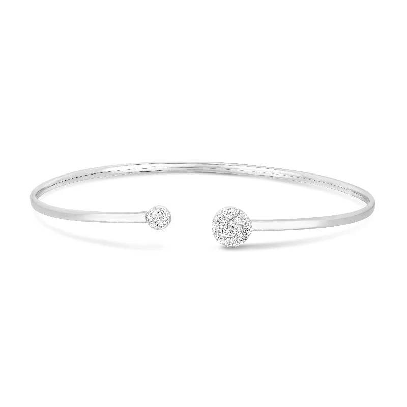 Crystal Link Bracelets-14K Gold Asymetrical Diamond Cluster Cuff Bangle