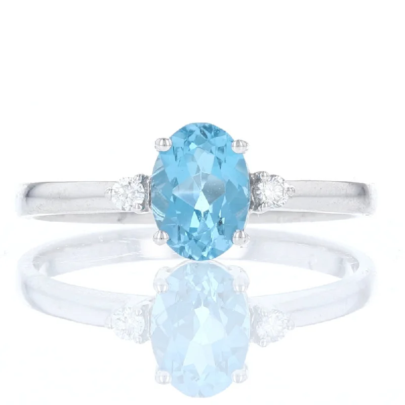 Custom Diamond Engagement Ring SetSimple Oval Blue Topaz & Diamond Ring