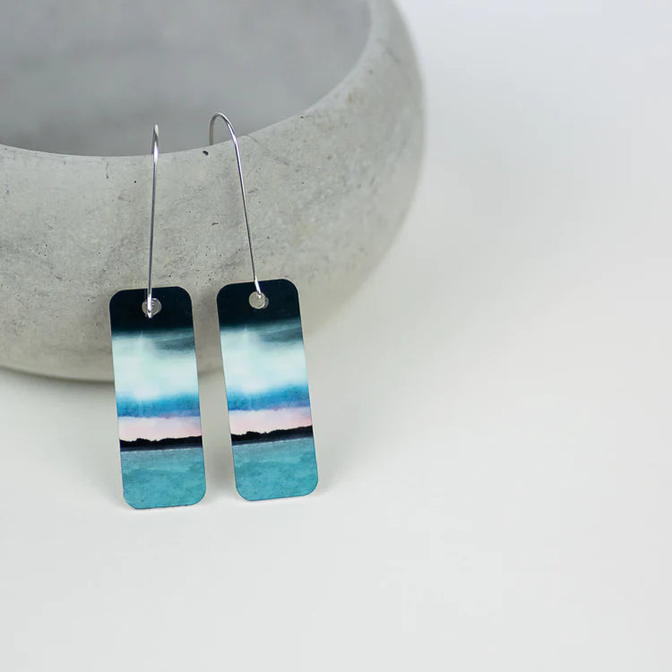 Gemstone Hoop Drop Earrings-Edinburgh Aluminum & Silver Earrings