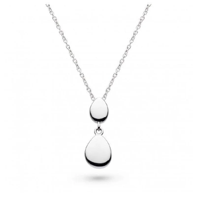 Custom Wedding Ring with Engraving-Crystal and Pearl Necklace-Silver Coast Pebbles Twin Droplet Necklace