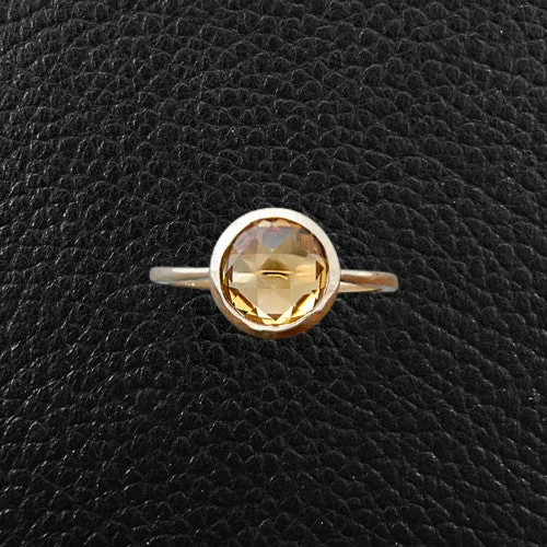 Classic Wedding Band Set for CouplesRound Citrine Ring