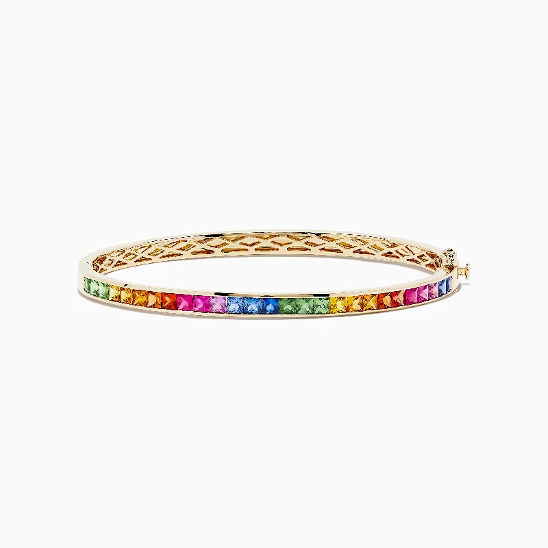 Butterfly Bracelets-Watercolors 14K Yellow Gold Multi Sapphire Bangle