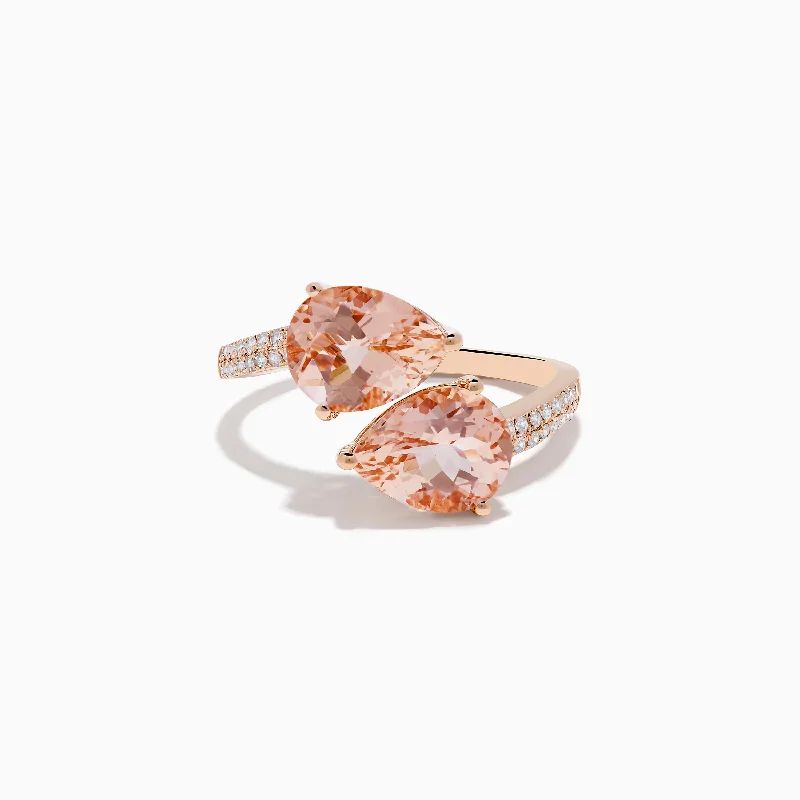 Men's Gold Engagement Ring with CustomizationBlush 14K Rose Gold Morganite and Diamond Toi Et Moi Ring