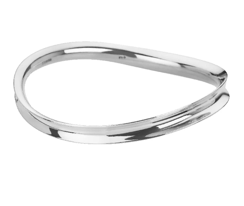 Bangles For Party Wear-Wave Bangle in Sterling Silver