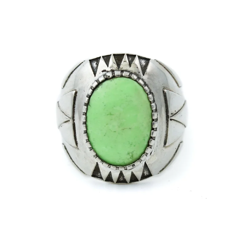 Men’s Wedding Band with DiamondsLemon Chrysoprase "Delta" Ring