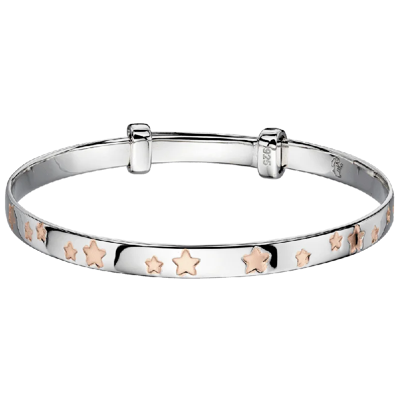 Beaded Bangles-Little Star Jessica Rose Gold Stars Christening Bangle