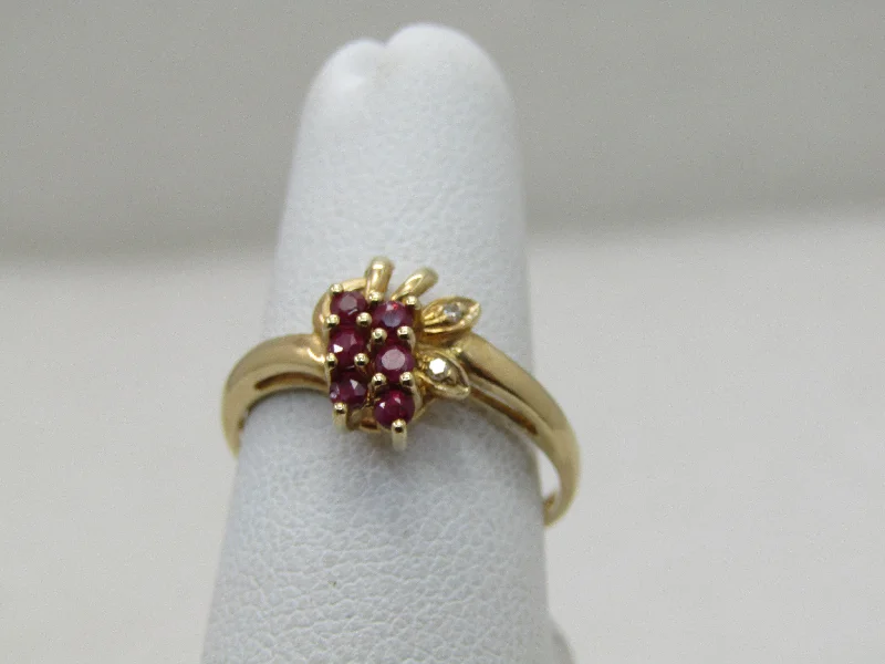 Custom Engagement Ring with GemstonesVintage 10kt Red Spinel & Diamond Ring, Sz. 6.5, Floral Design