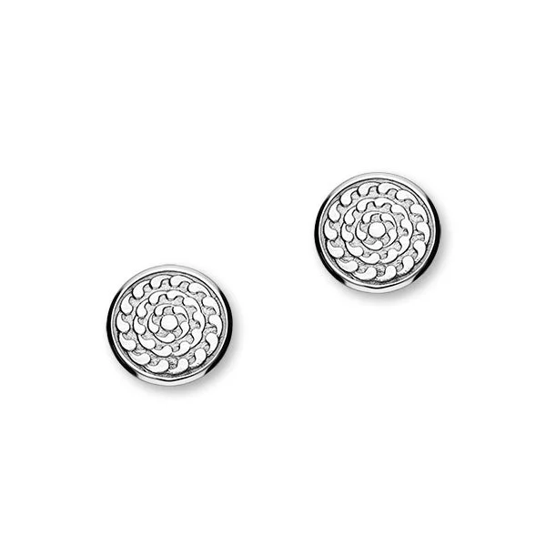 Black Stud Earrings-St Magnus Sterling Silver Round Stud Earrings, E1916