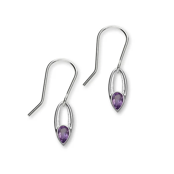 Modern Silver Earrings-February Birthstone Silver Earrings CE404 Amethyst