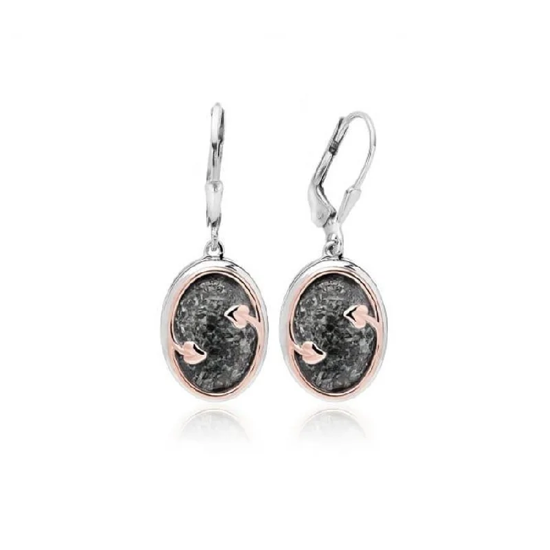 Geometric Gold Drop Earrings-Silver & 9ct Rose Gold Heart of Wales Preseli Bluestone Stud Earrings