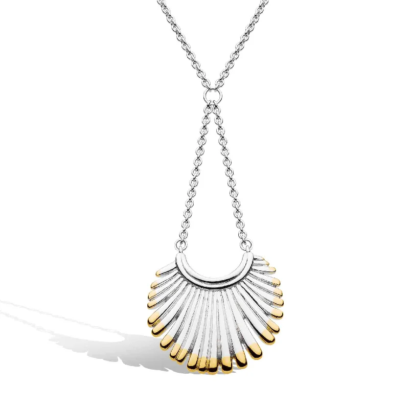 Platinum Band for Men-Pearl and Crystal Necklace-Silver and Yellow Gold Plated Essence Radiance Golden Fan Chandelier Necklace