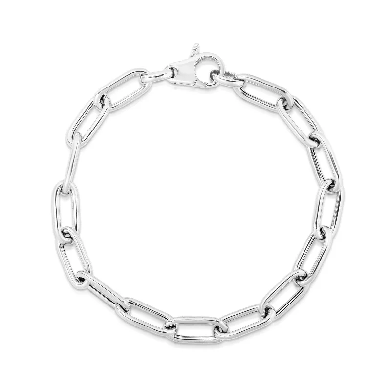 Beautiful Bracelets-Silver Rounded Paperclip Link Bracelet