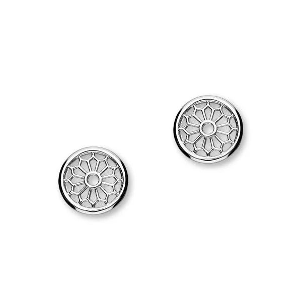 Chunky Stud Earrings-St Magnus Sterling Silver Cut-Out Round Stud Earrings, E1918