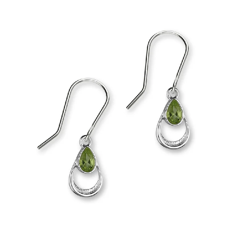 Large Stud Earrings-August Birthstone Silver Earrings CE408 Peridot