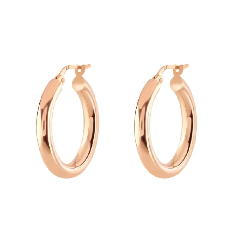 Multi-layered Hoop Earrings-9ct Rose Gold 3mm Plain Hoop Earrings