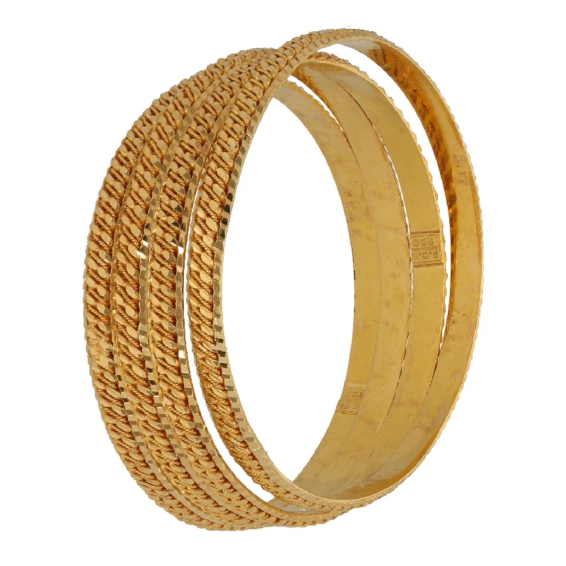 Pearl-Embellished Bangles-22ct Gold Set of Bangles