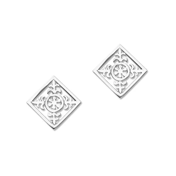 Long Crystal Hoop Earrings-Orkney St Magnus Sterling Silver Square 308 Stud Earrings, E308