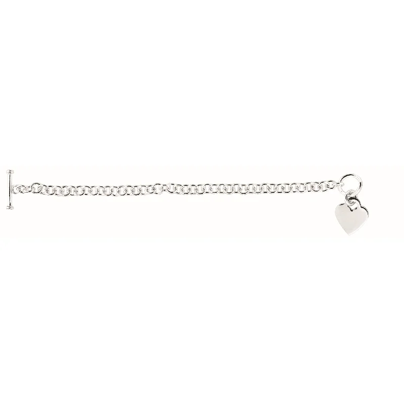 Geometric Bracelets-Silver Small Heart Toggle