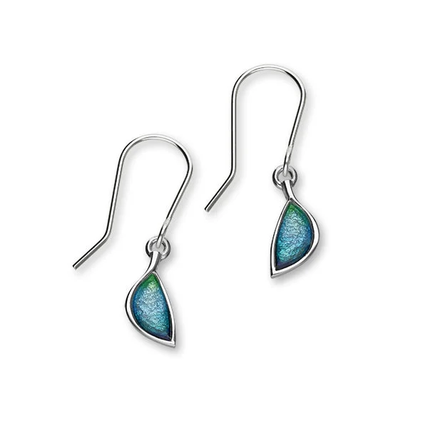 Smooth Hoop Earrings-Haven Sterling Silver & Aquamarine Enamel Drop Earrings, EE616