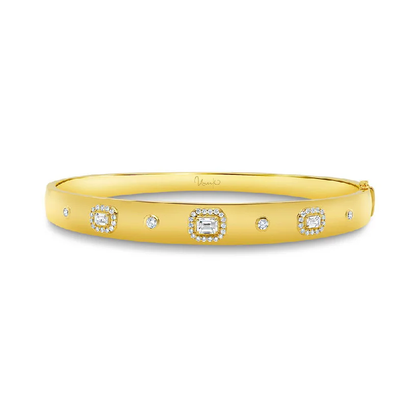 Gold And Stone Bangles-Uneek Alexandria Collection Bezel Bangle