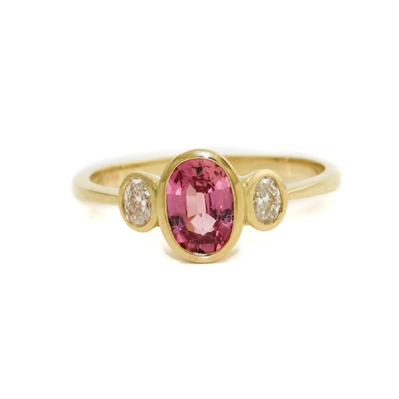 Vintage Wedding Band Set for Women"Irina" Padparadscha Sapphire Ring