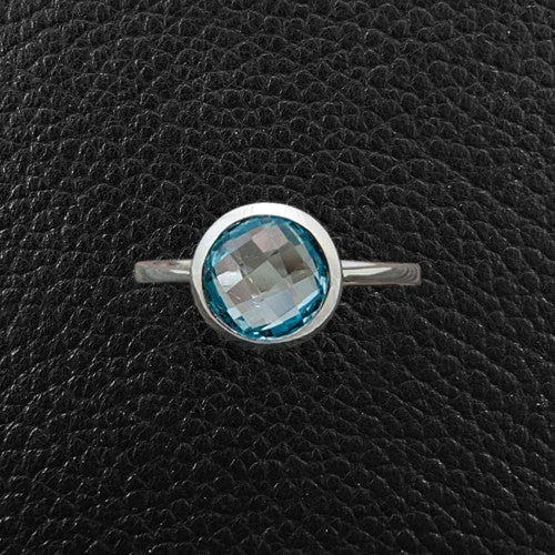 Large Gemstone Wedding RingRound Blue Topaz Ring