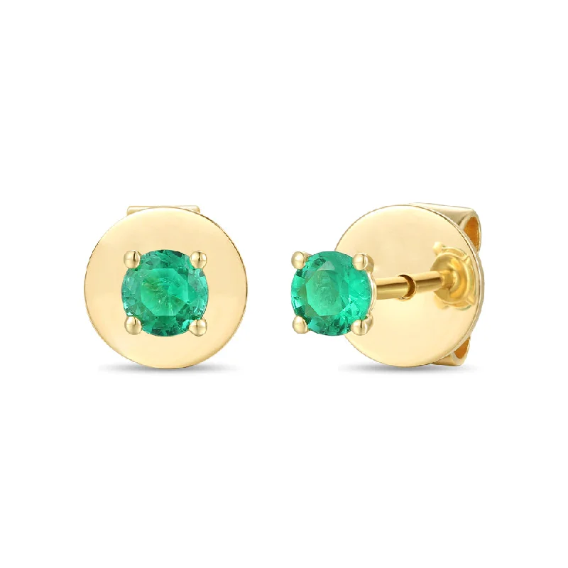 Black Drop Earrings-18ct yellow gold Emerald stud earrings