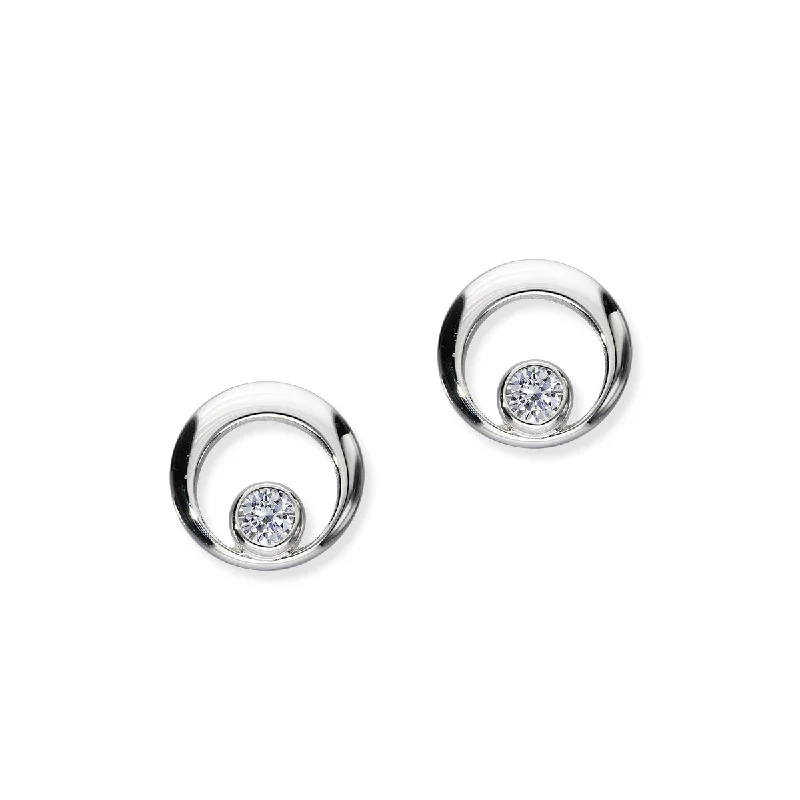 Red Hoop Earrings-Harlequin Silver Earrings CE432 Cubic Zirconia