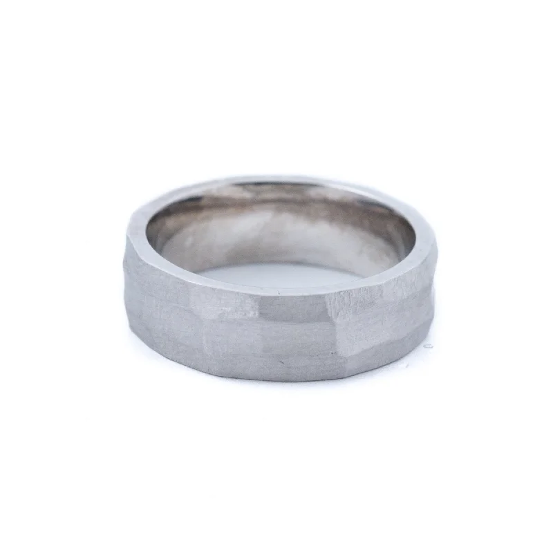 Custom Platinum Wedding Ring SetWavy X White Wedding Band