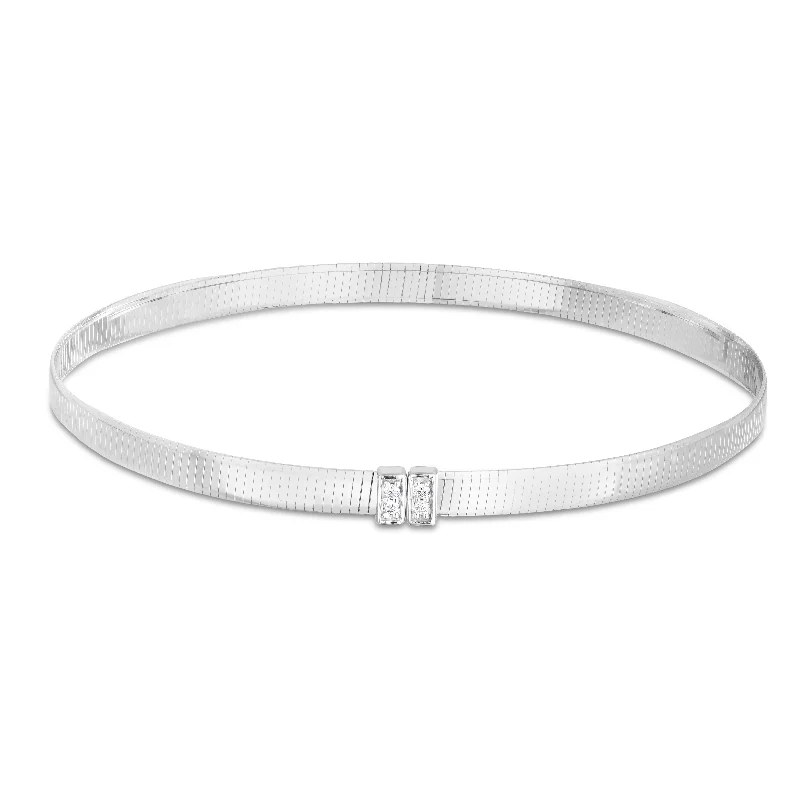 Modern Silver Bracelets-14K Gold Omega Diamond Bangle