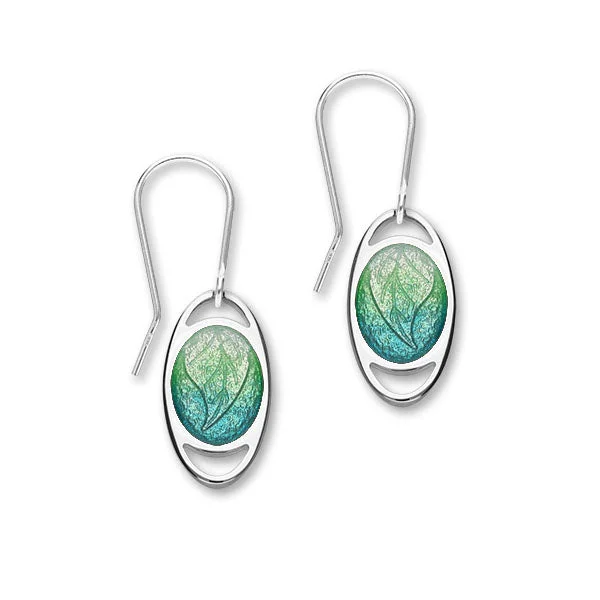 Sterling Gold Earrings-Elements Earth Sterling Silver & Enamel Drop Earrings, EE507